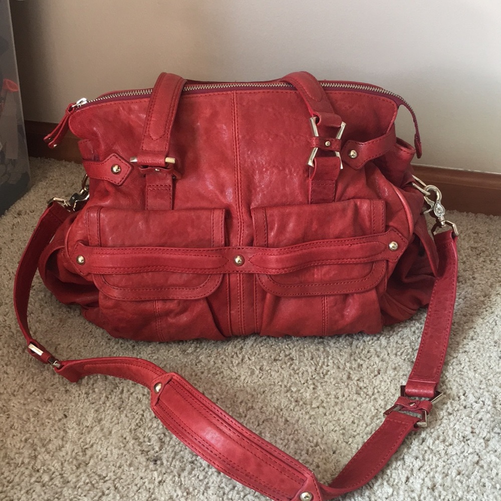 Gently used Junior Drake Red Leather Handbag